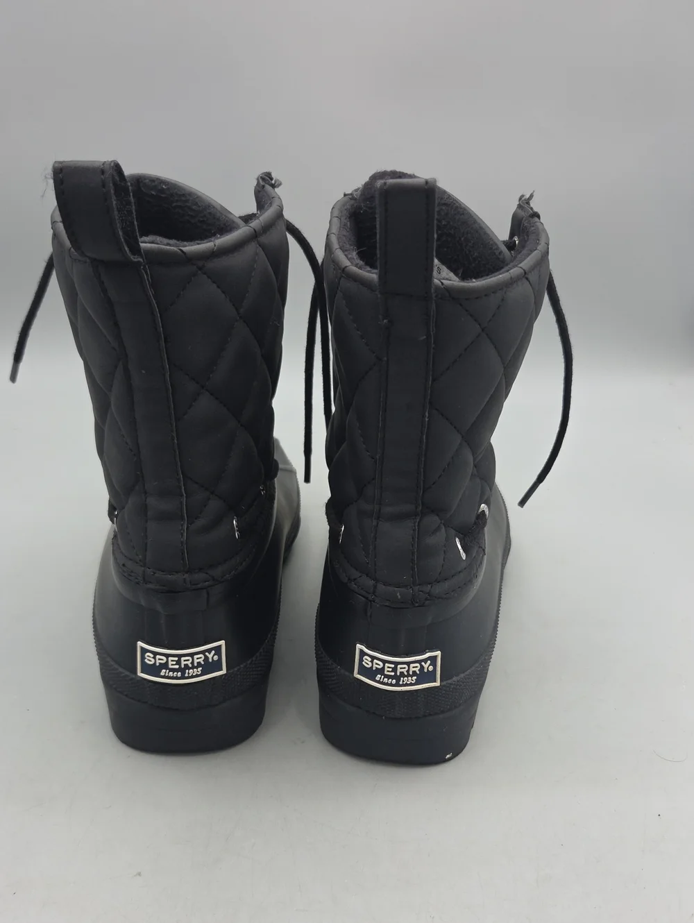 Sperry Women’s Black Winter Rainboots Quilted Women 7 Waterproof Rubber Boots